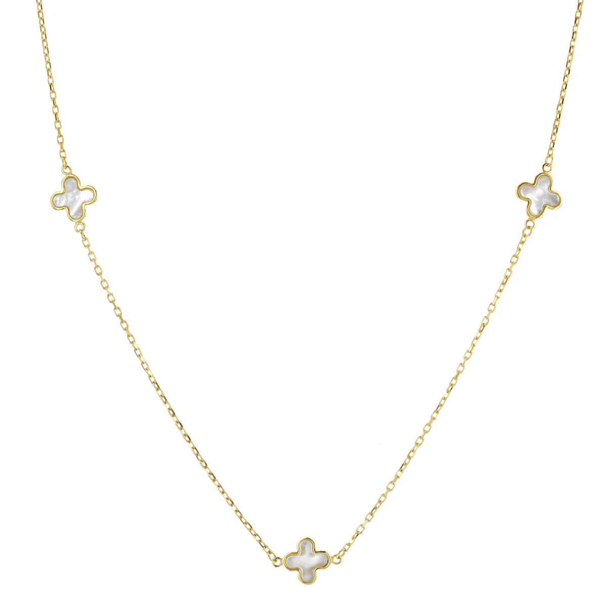 Soleil Collection 16"-17" Petal Mother Of Pearl Necklace | 9K Solid Yellow Gold