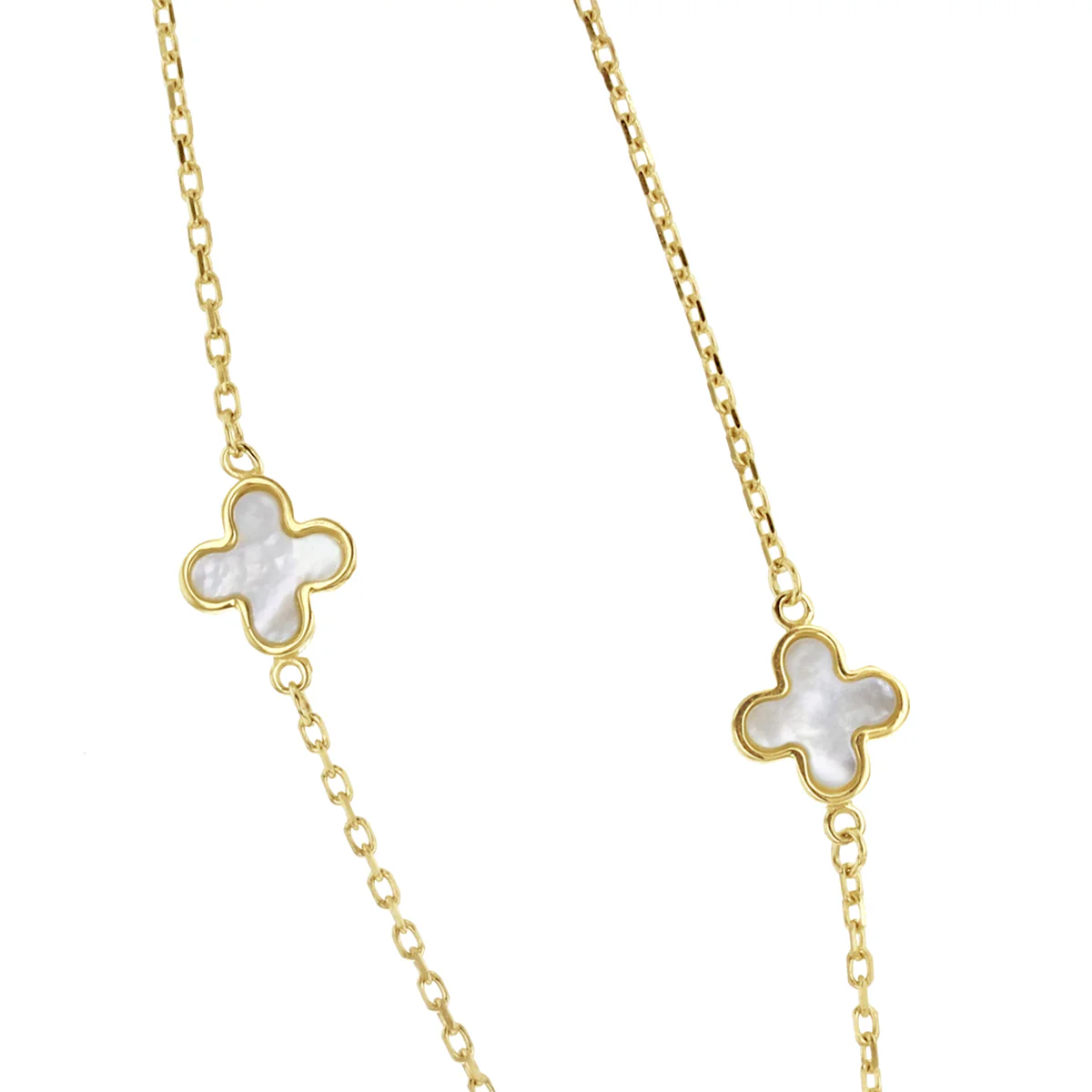 Soleil Collection 16"-17" Petal Mother Of Pearl Necklace | 9K Solid Yellow Gold - Image 2