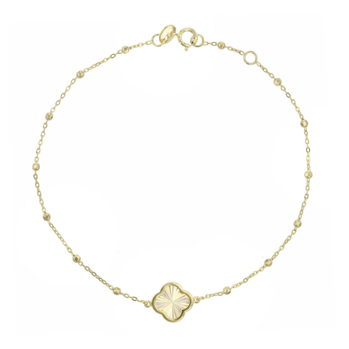 Soleil Collection Diamond Cut Petal Motif and Ball Bracelet | 9K Yellow Gold