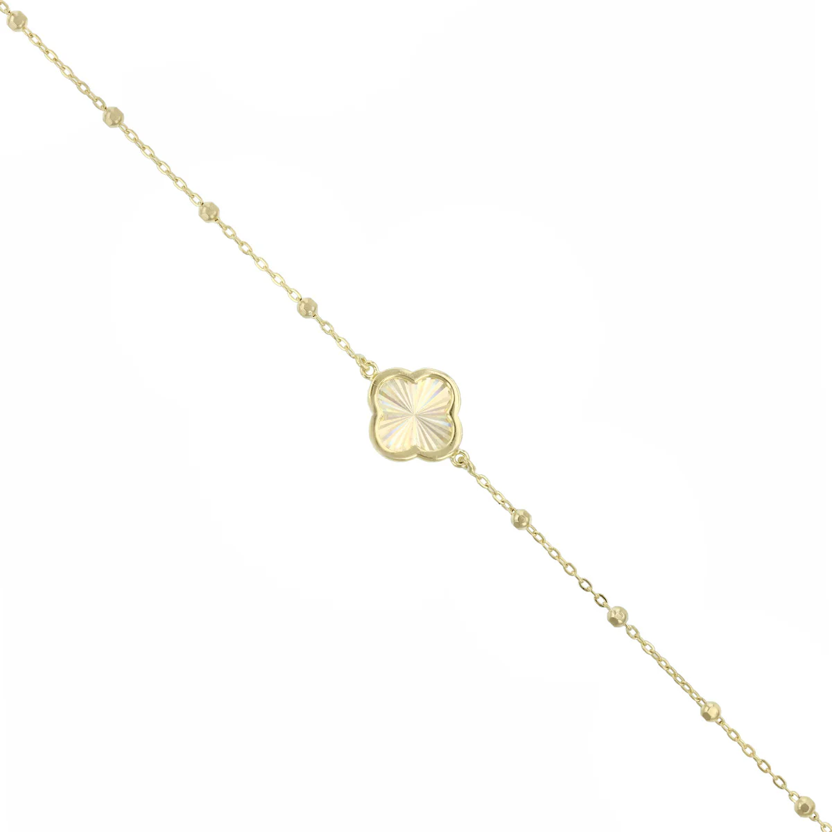 Soleil Collection Diamond Cut Petal Motif and Ball Bracelet | 9K Yellow Gold - Image 3