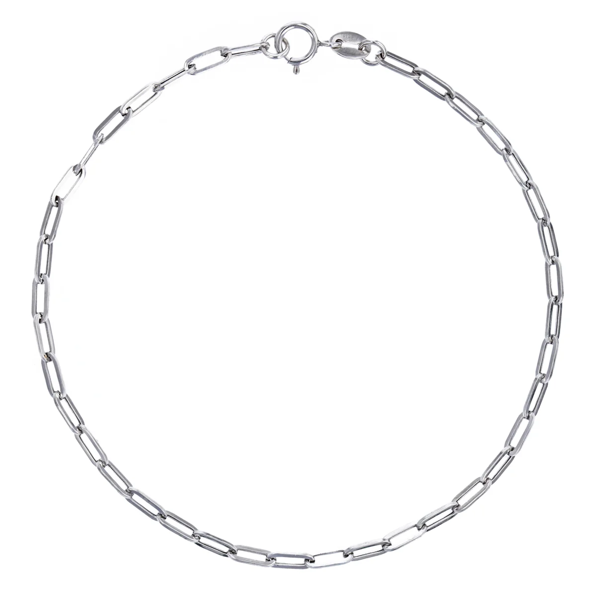 Soleil Collection Petite Paperclip Bracelet | 9K Solid White Gold