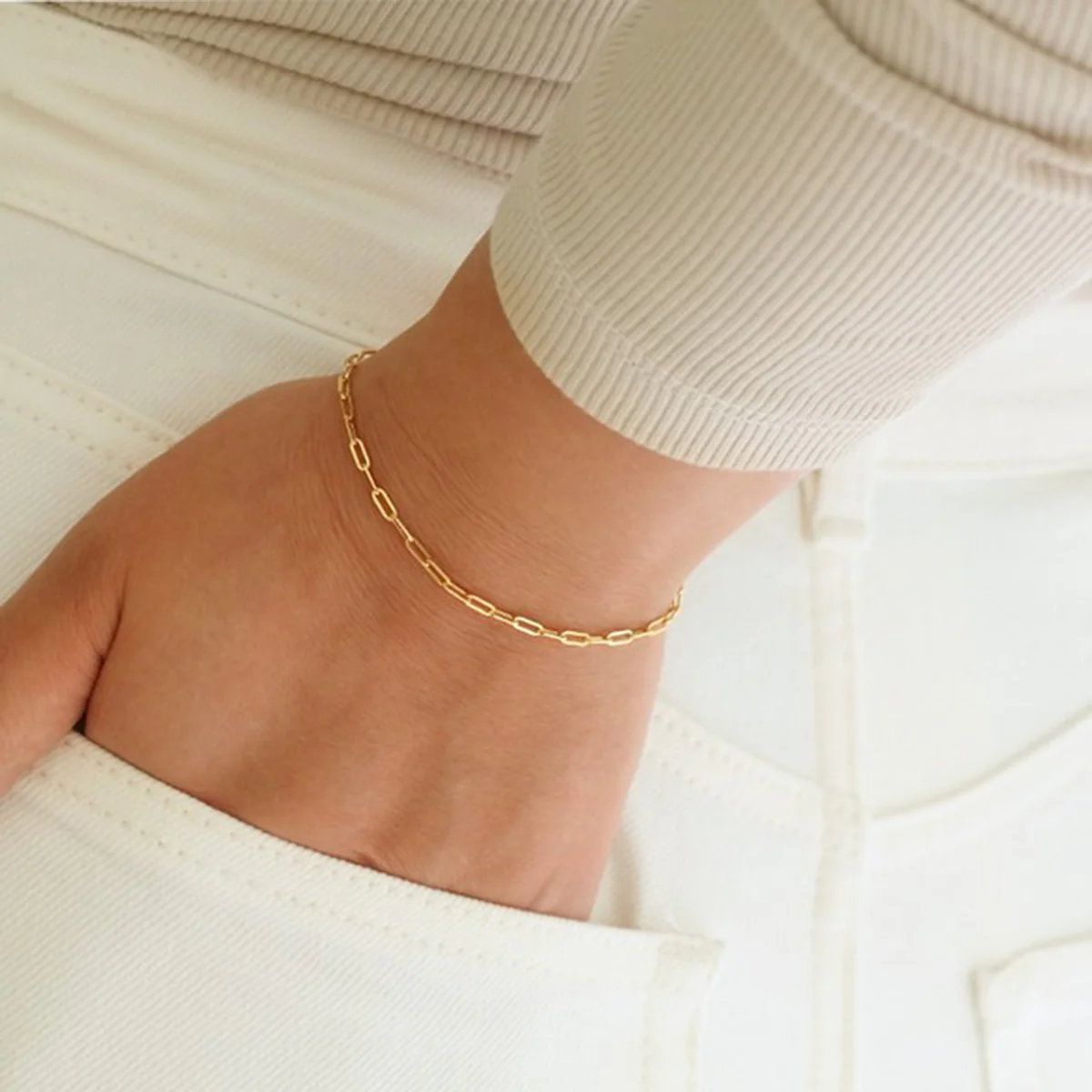 Soleil Collection Petite Paperclip Bracelet | 9K Solid Yellow Gold - Image 3
