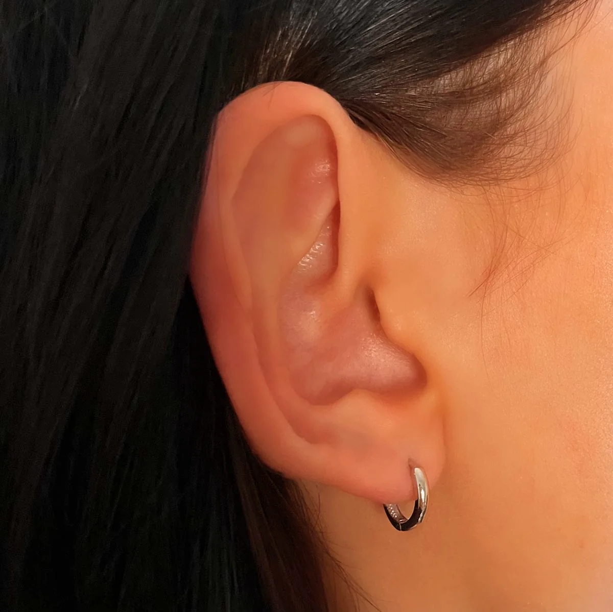 Soleil Collection  Plain Hinged Hoops | 9K Solid White Gold - Image 4