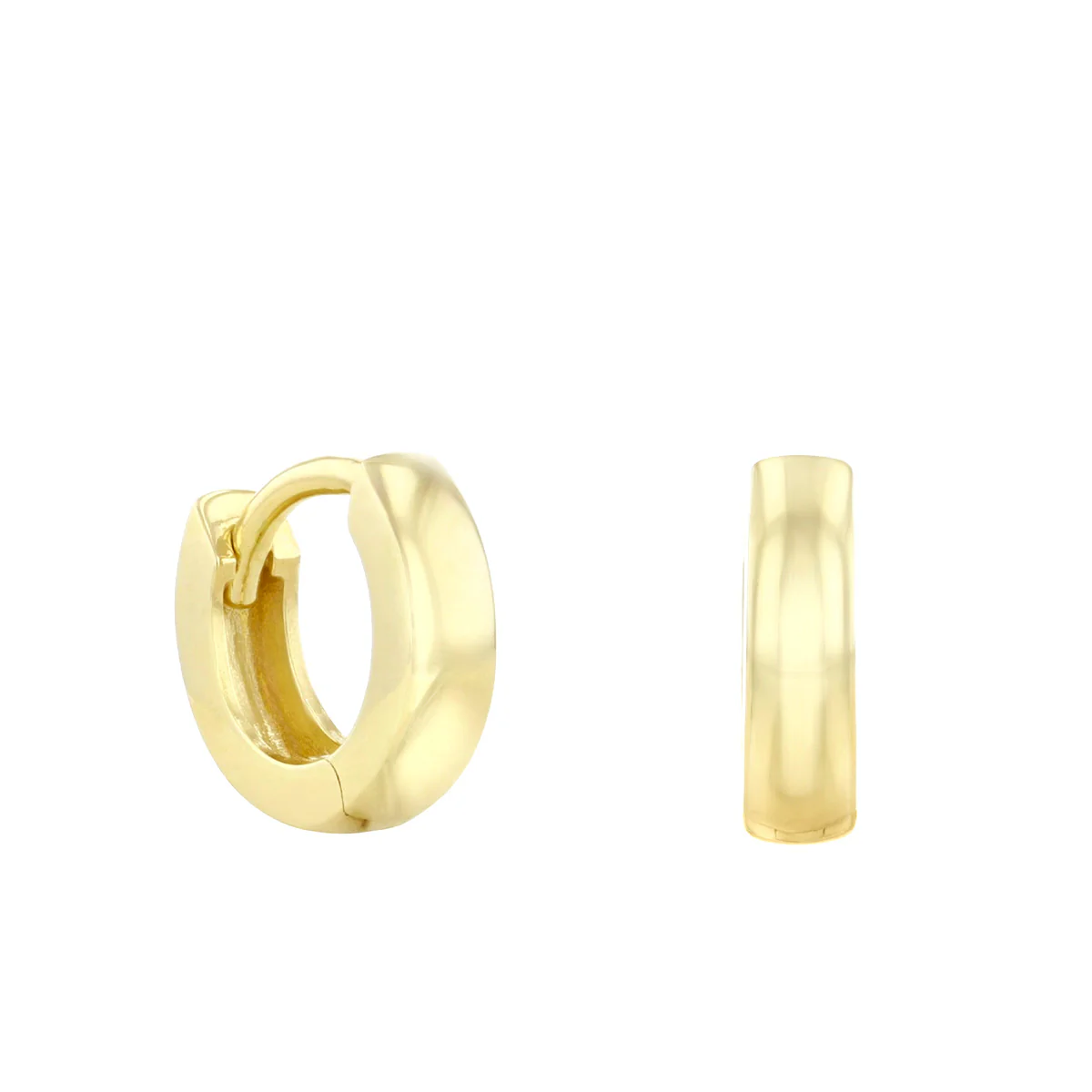 Soleil Collection Plain Huggie Earrings | 9K Solid Yellow Gold