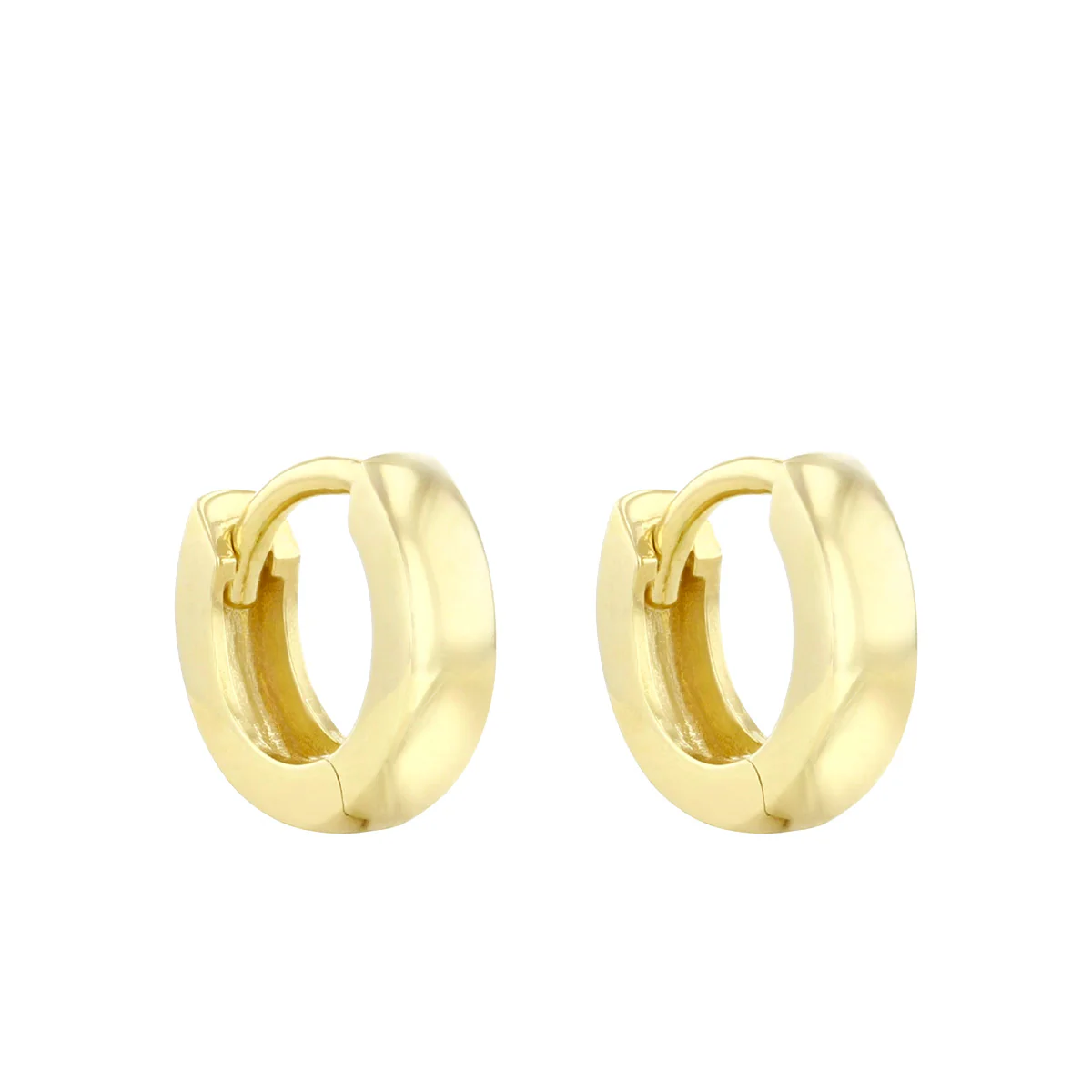 Soleil Collection Plain Huggie Earrings | 9K Solid Yellow Gold - Image 3