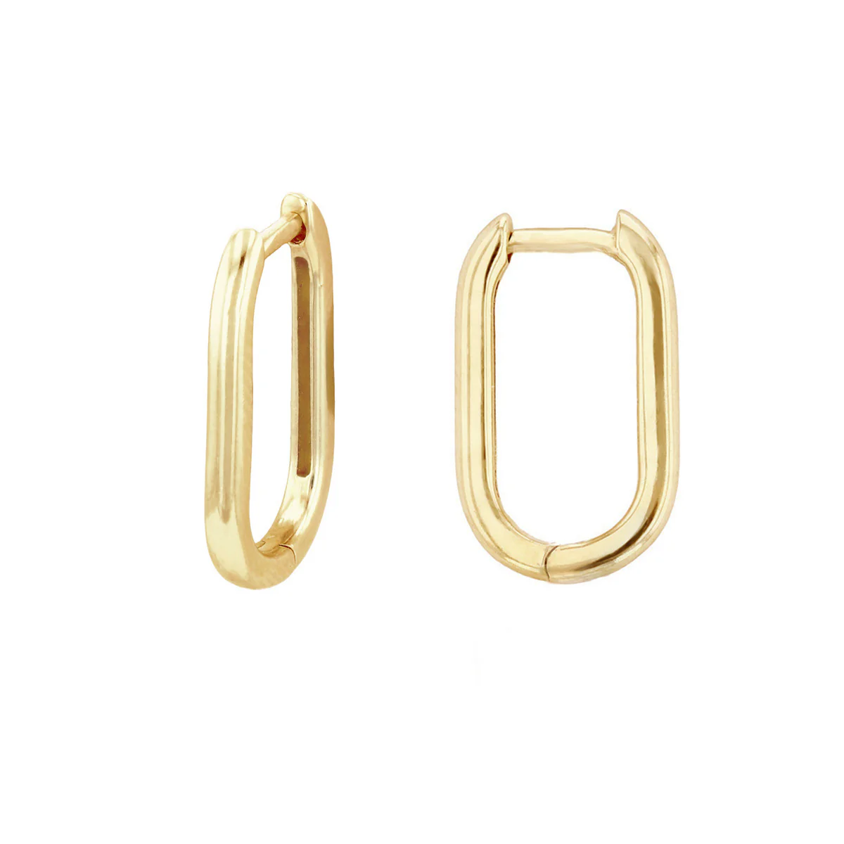 Soleil Collection Rectangular Hoop Earring With Drop Pearl | 9K Solid Yellow Gold - Image 5