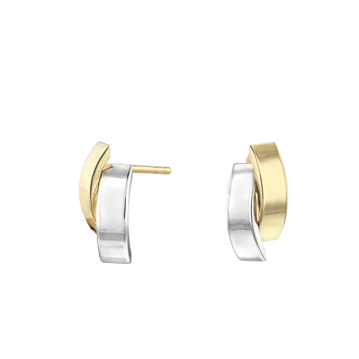 Soleil Collection Shaped Stud Earrings | 9K Solid Bi-Metal Gold