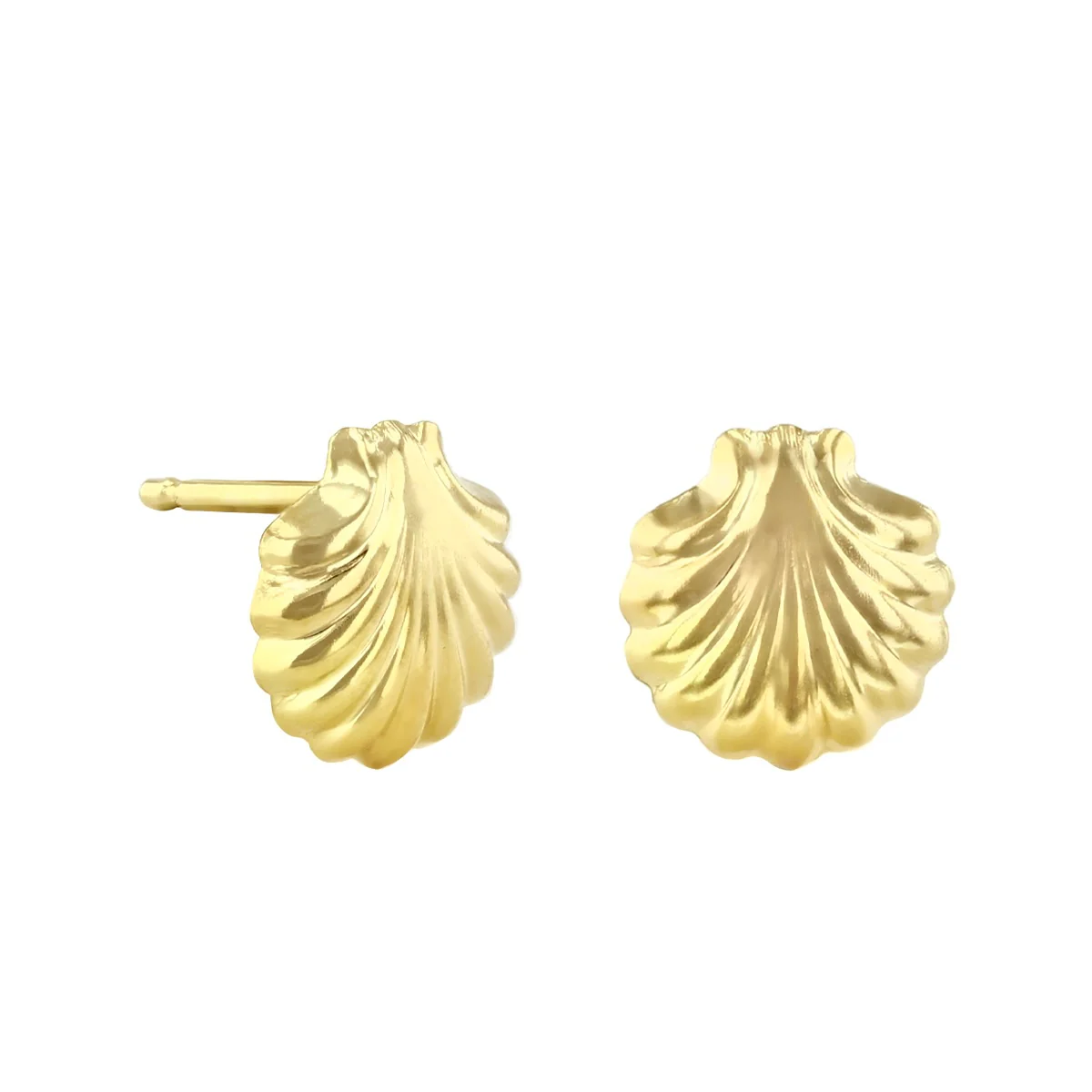 Soleil Collection Shell Stud Earrings | 9K Yellow Gold