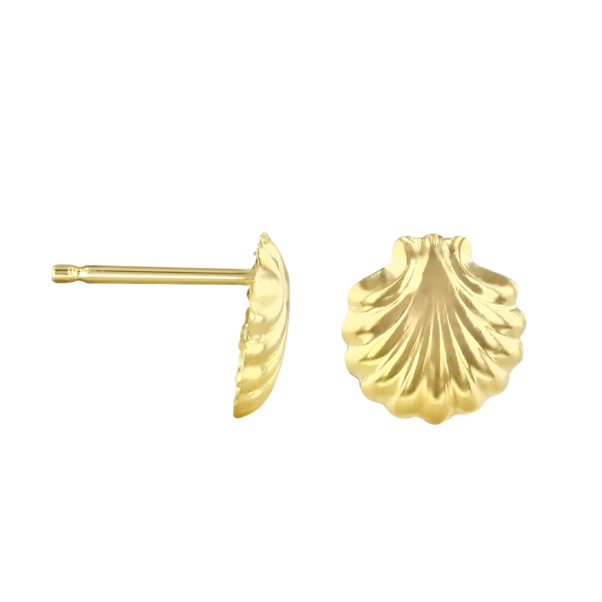 Soleil Collection Shell Stud Earrings | 9K Yellow Gold - Image 4