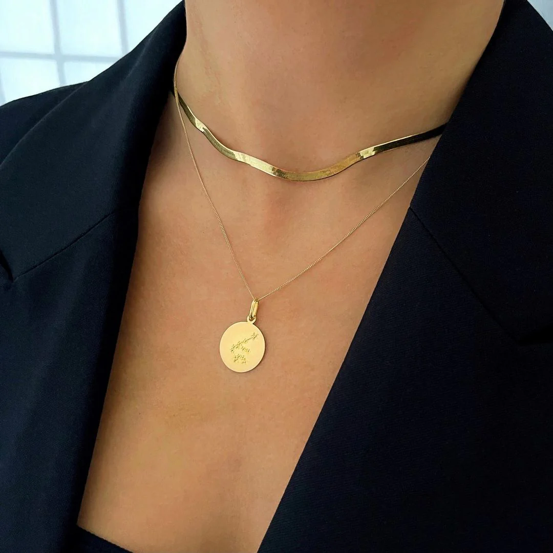 Soleil Collection Star Sign Disc Pendant | 9K Solid Yellow Gold - Image 2