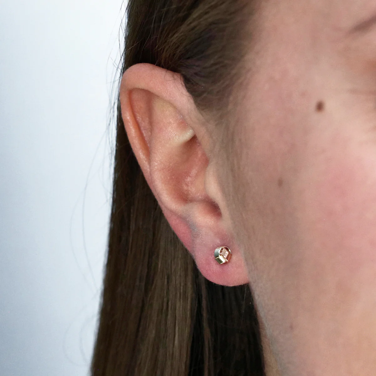 Soleil Collection Three Row Knot Stud Earrings | 9K Solid Tri-Colour Gold - Image 5