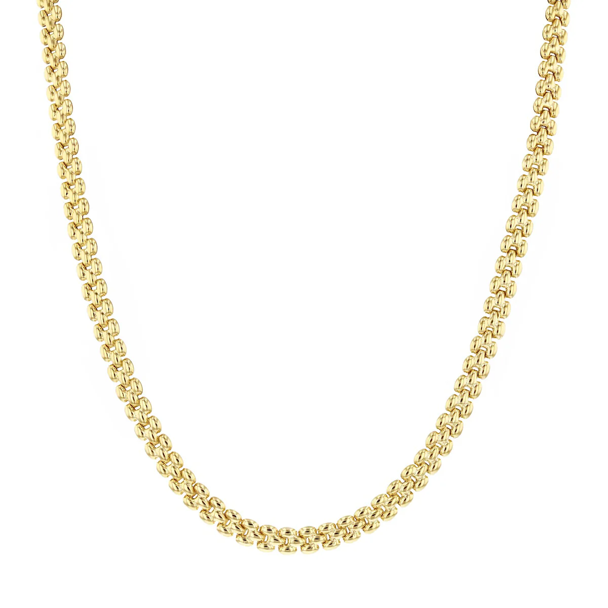 Soleil Collection Three Row Panthère Link Collarette Necklace | 9K Yellow Gold