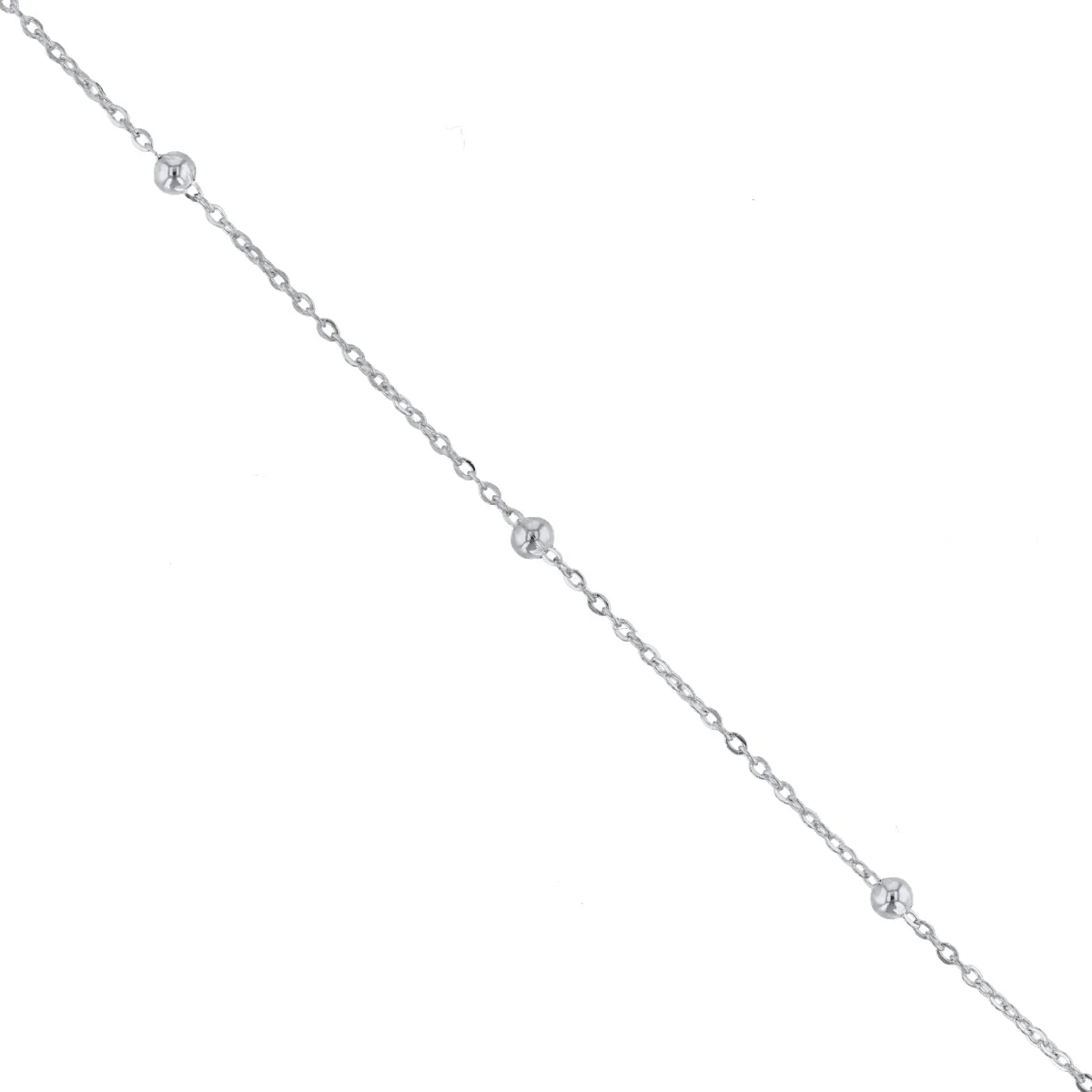 Soleil Collection Trace & Bead 10" Anklet | 9K Solid White Gold - Image 3