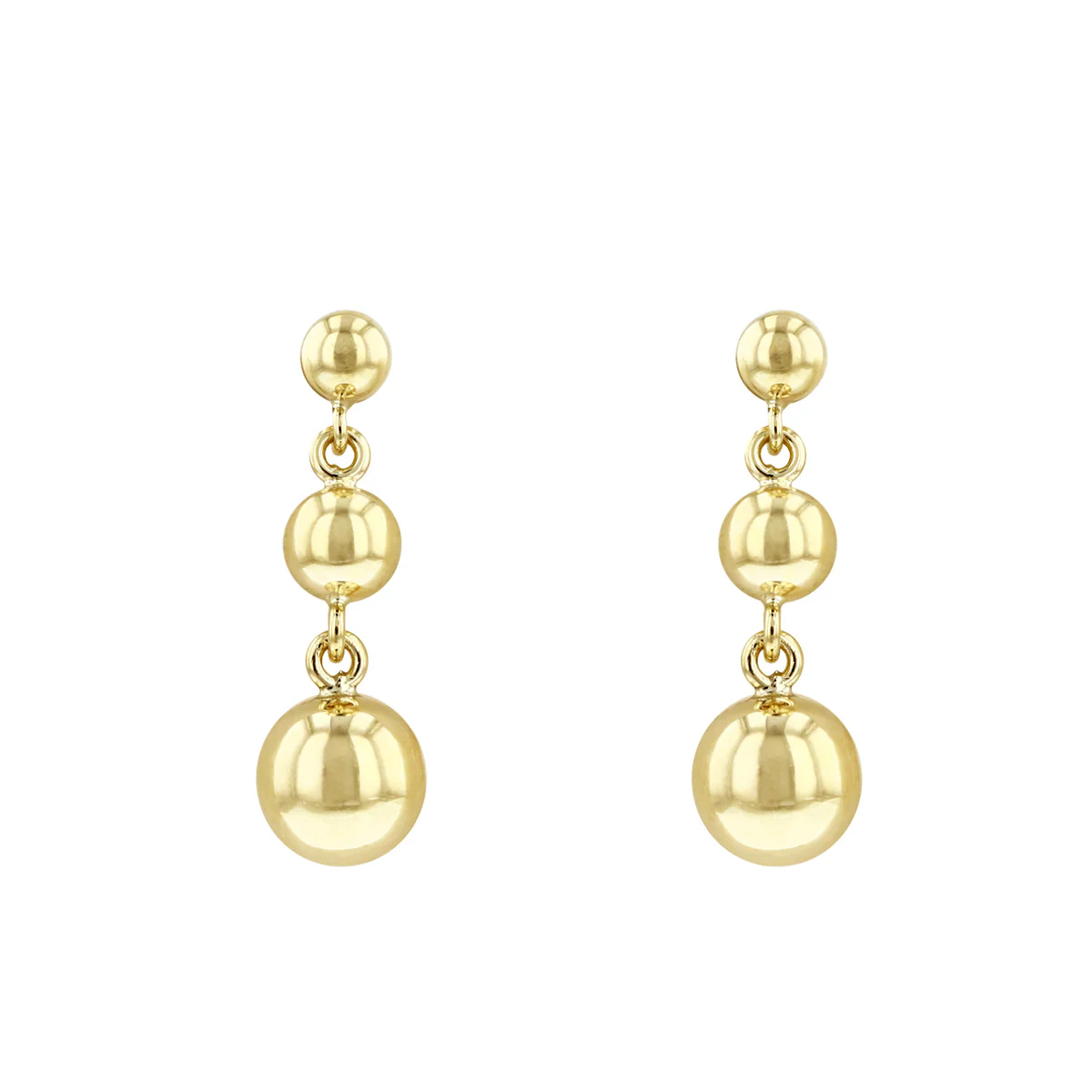 Soleil collection Triple Ball Drop Earrings | 9K Solid Yellow Gold - Image 2