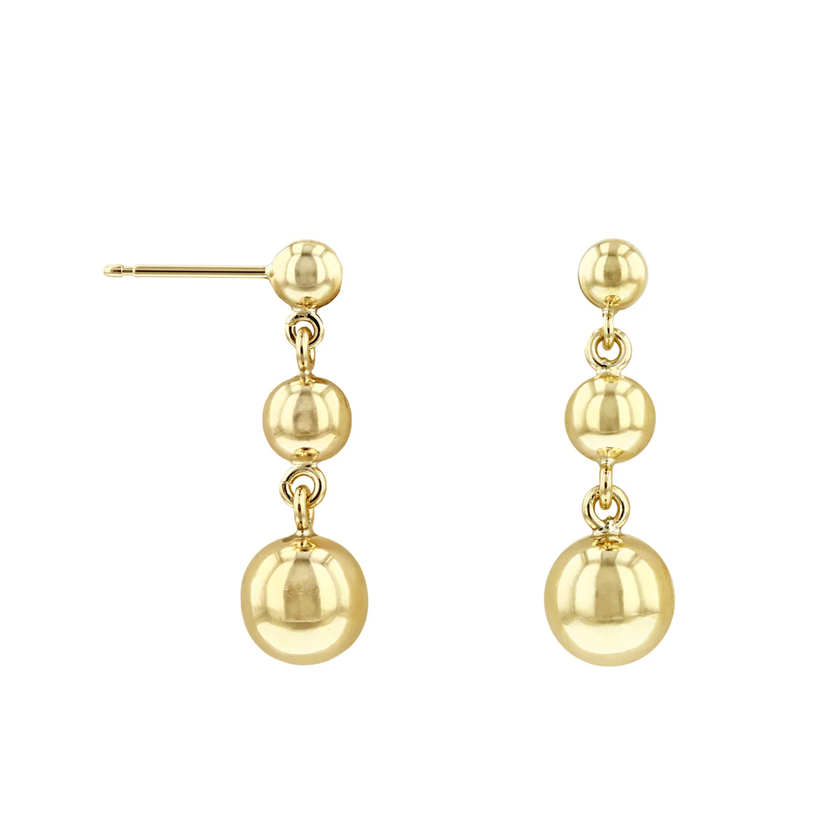 Soleil collection Triple Ball Drop Earrings | 9K Solid Yellow Gold - Image 4