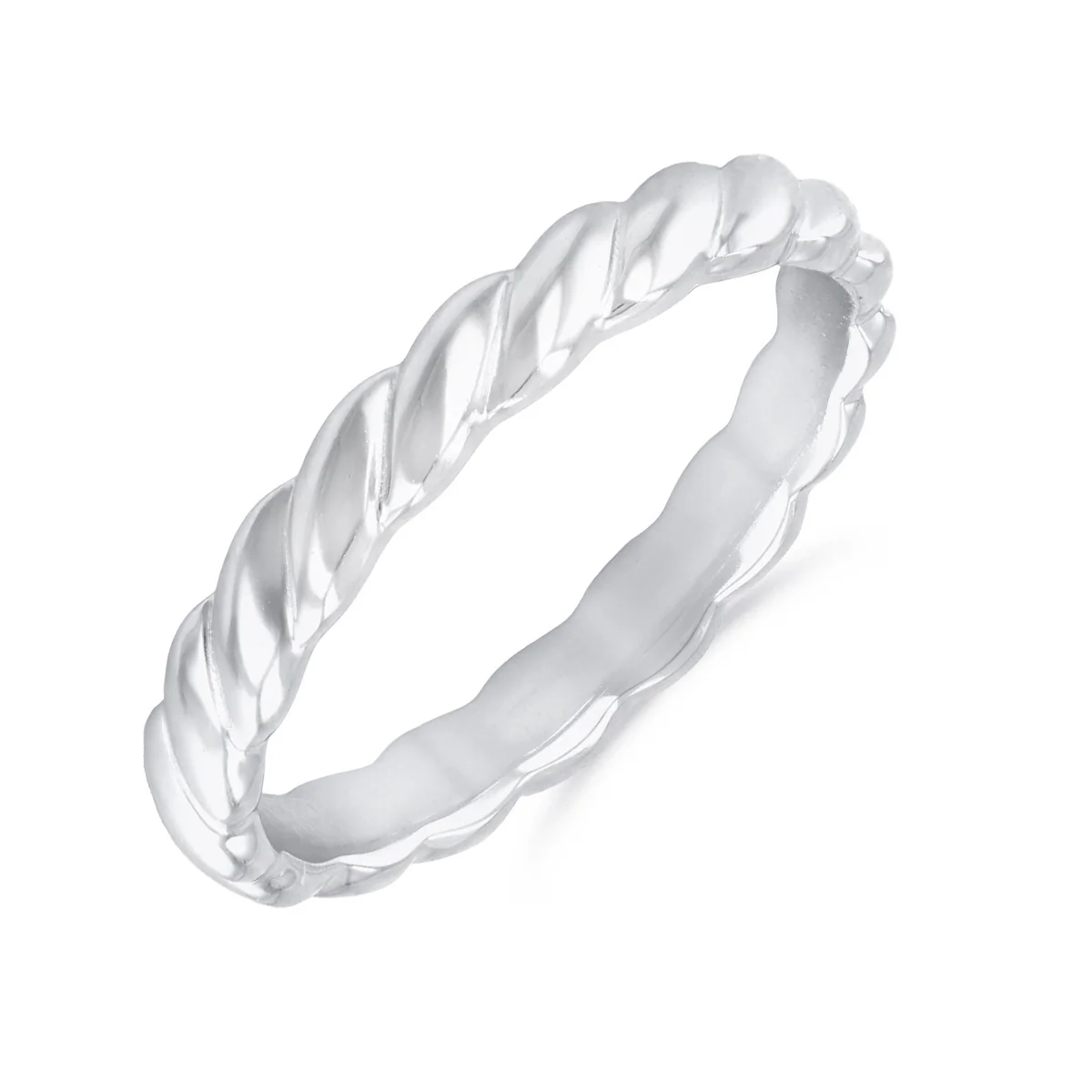 Soleil Collection Twisted Rope Design Ring | 9K White Gold