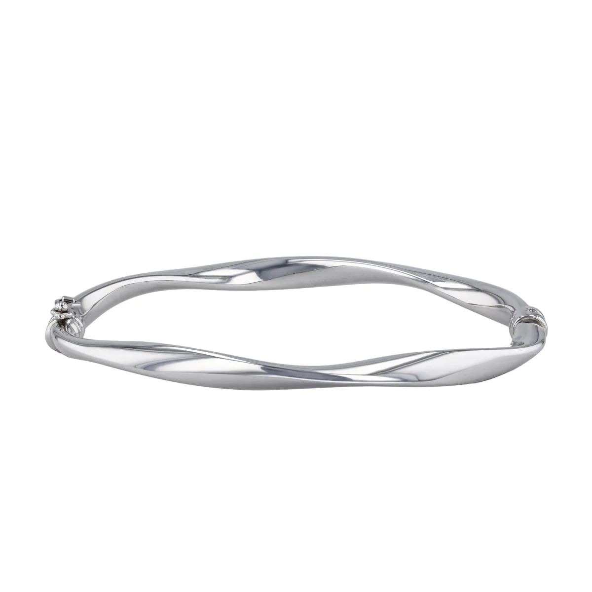 Soleil Collection Wave Bangle | 9K Solid White Gold