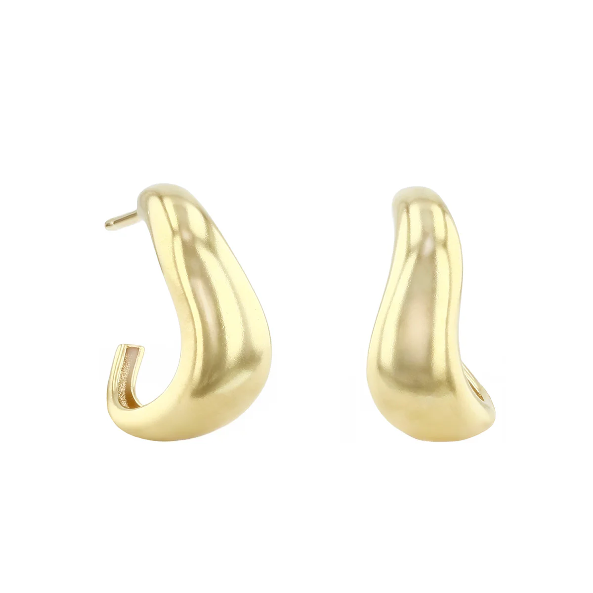 Soleil Collection Wavy Half Hoop Earrings | 9K Yellow Gold