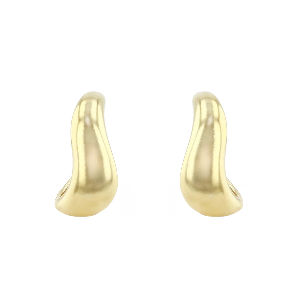 Soleil Collection Wavy Half Hoop Earrings | 9K Yellow Gold - Image 2