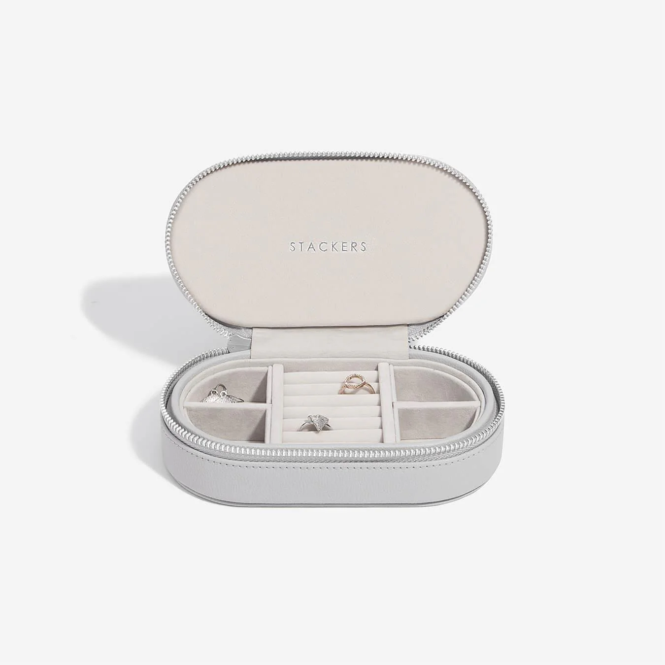 Stackers Pebble Grey Zipped Jewellery Box