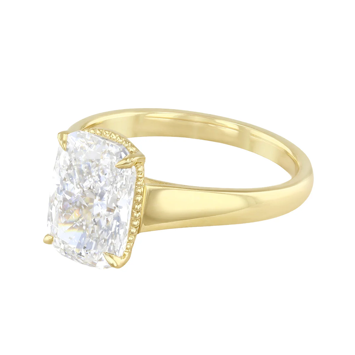 The Evermore 2.73ct Lab-Grown Elongated Cushion Cut Engagement Ring | 9K Yellow Gold - Image 3
