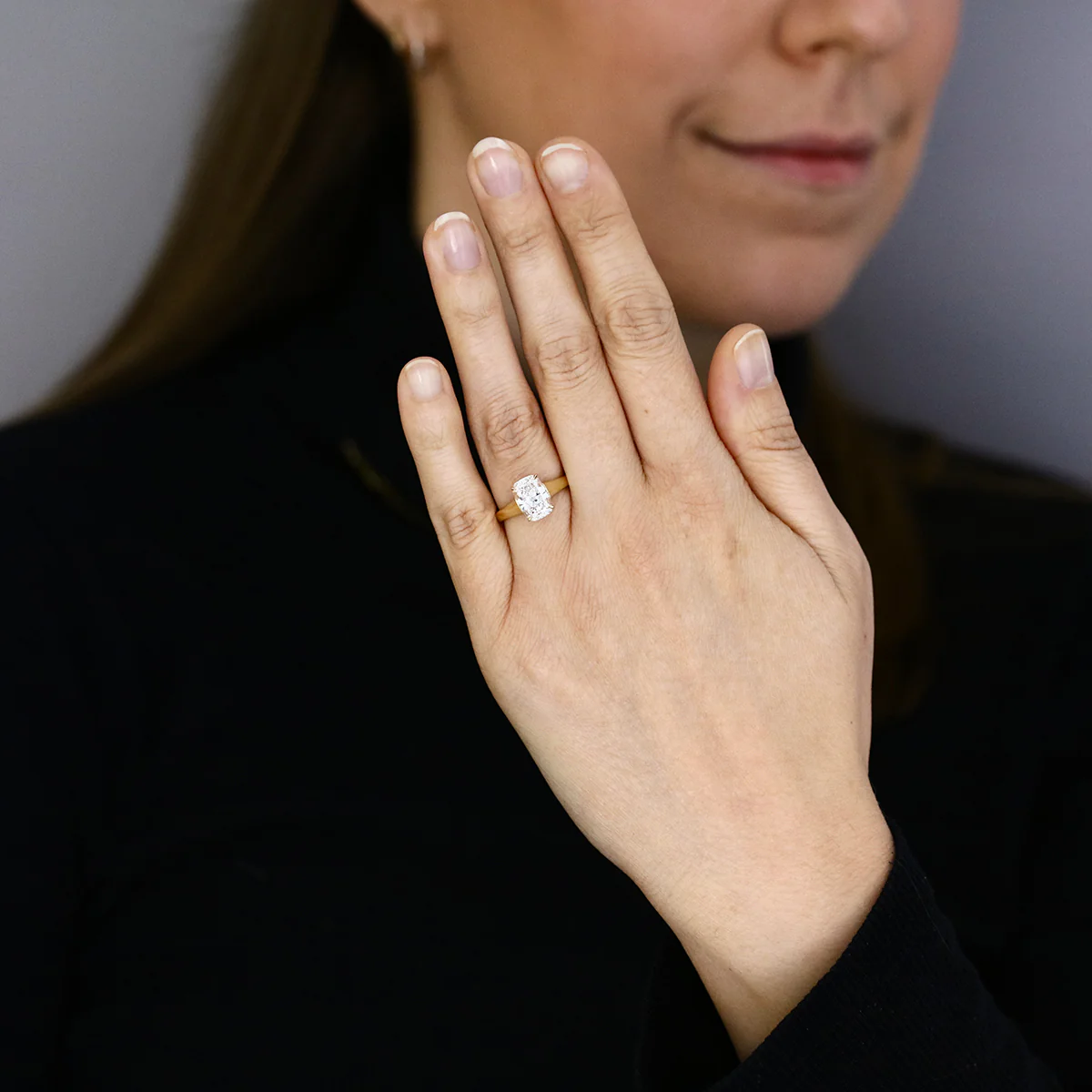 The Evermore 2.73ct Lab-Grown Elongated Cushion Cut Engagement Ring | 9K Yellow Gold - Image 6