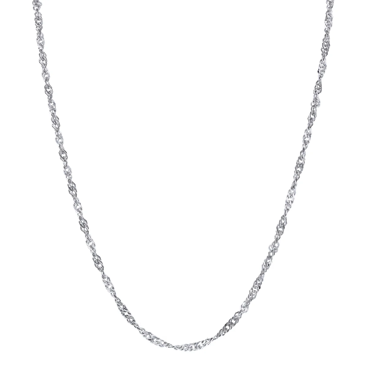 Twist Curb Necklace | 9K White Gold