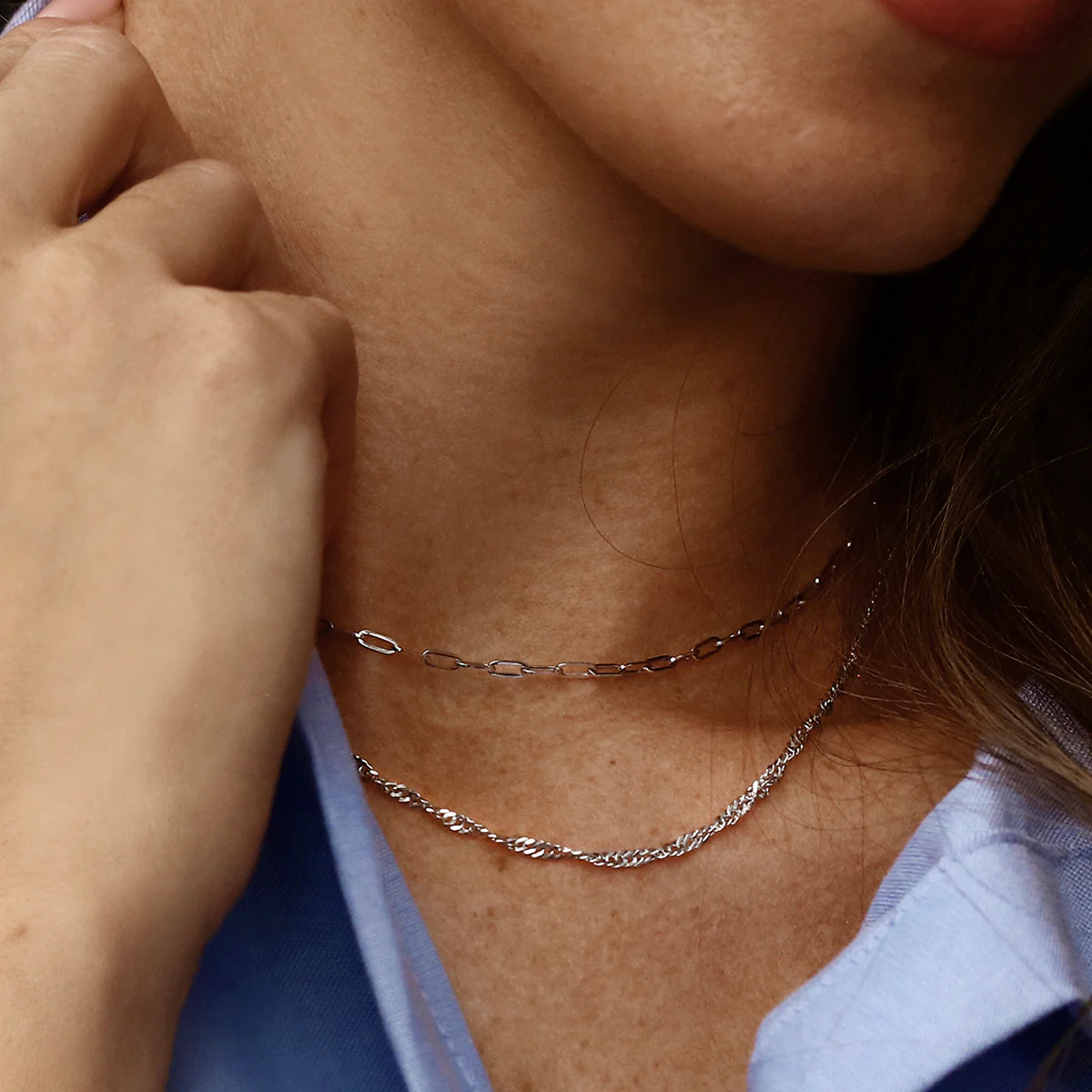 Twist Curb Necklace | 9K White Gold - Image 7