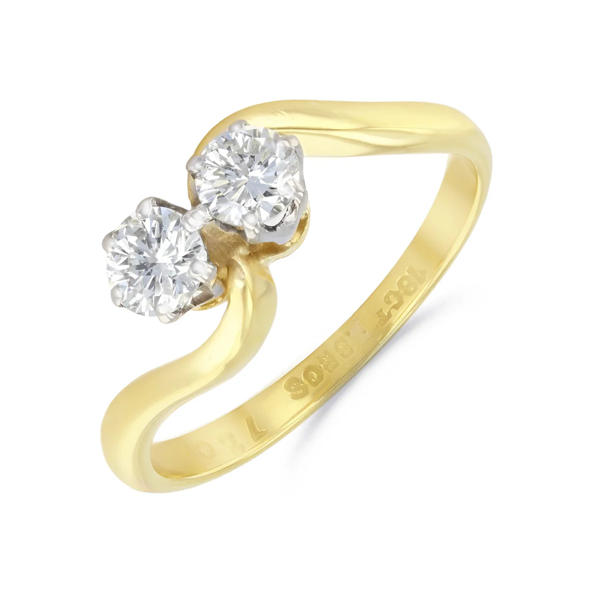 Two Stone Diamond Twist Ring | Pre-Loved | 18K Yellow Gold