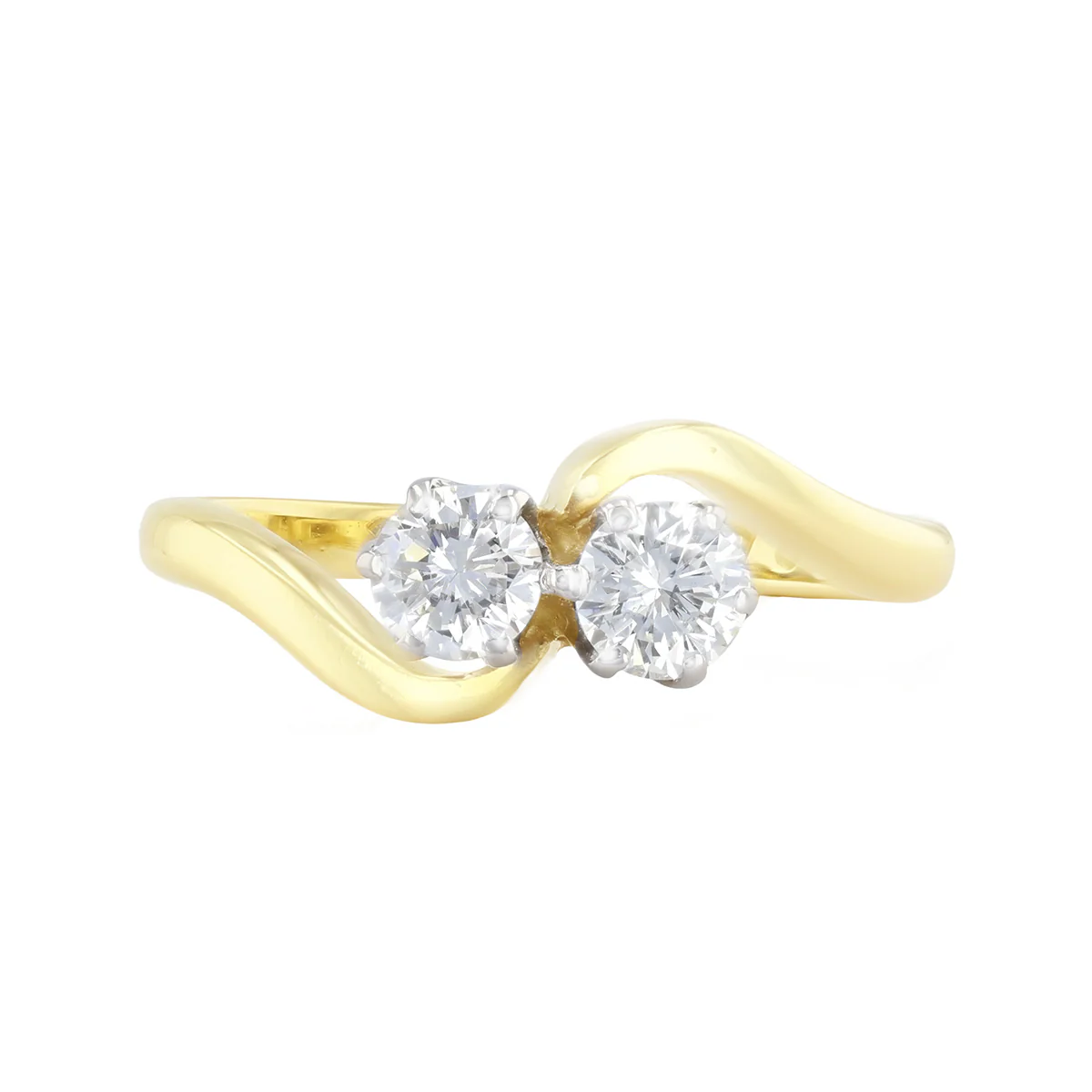 Two Stone Diamond Twist Ring | Pre-Loved | 18K Yellow Gold - Image 2