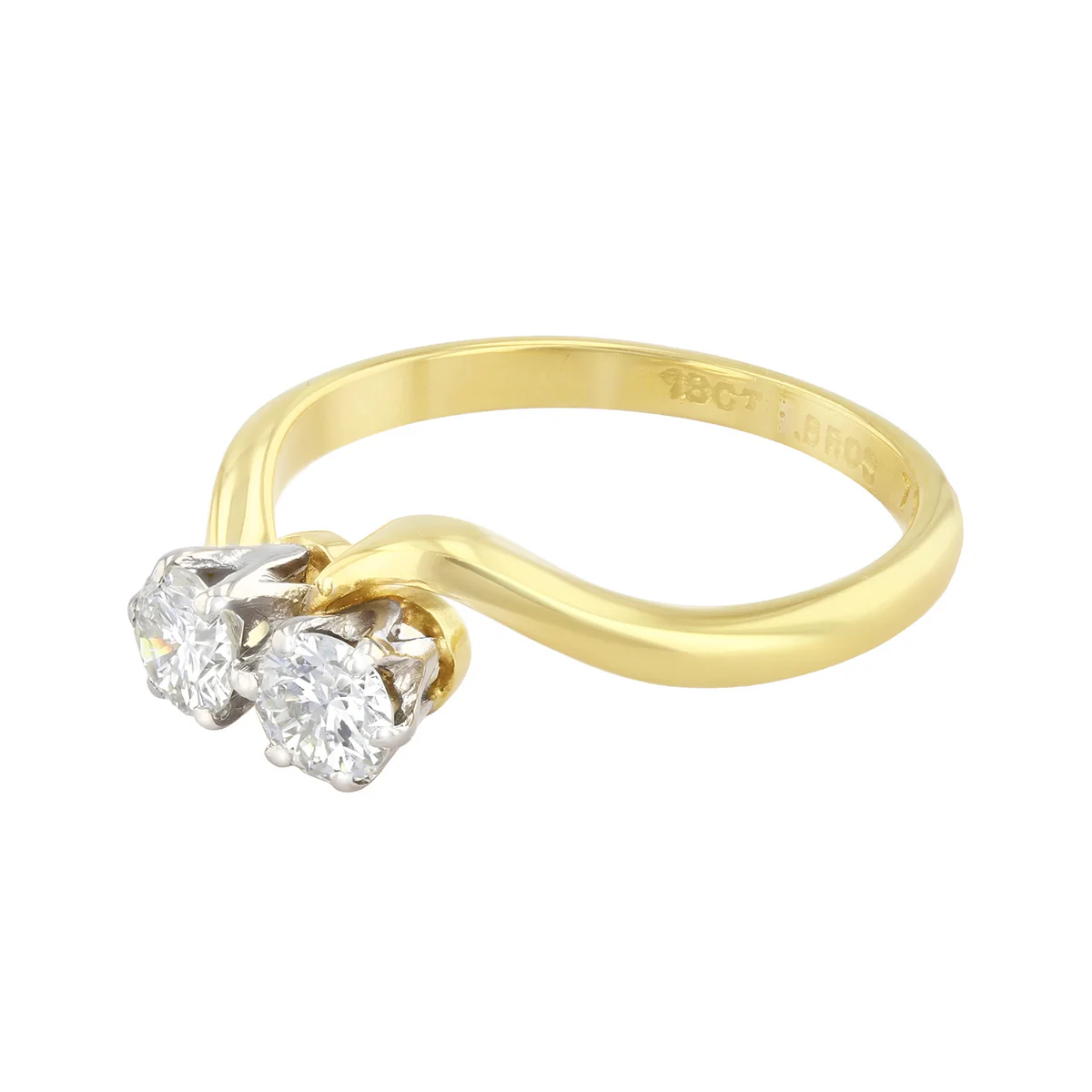 Two Stone Diamond Twist Ring | Pre-Loved | 18K Yellow Gold - Image 3