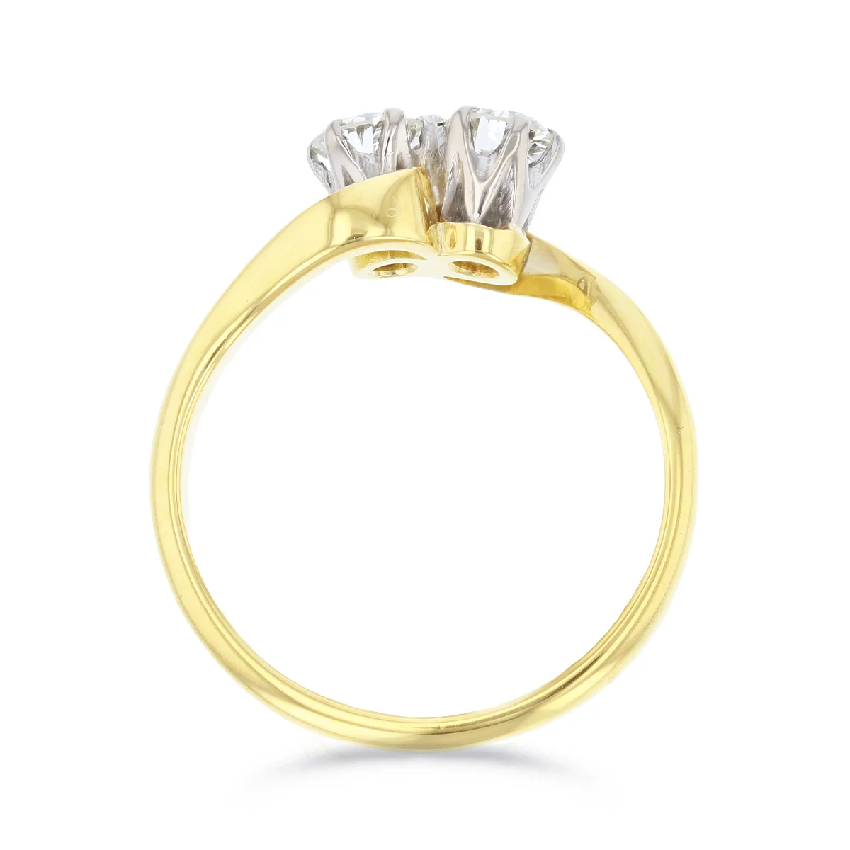 Two Stone Diamond Twist Ring | Pre-Loved | 18K Yellow Gold - Image 5