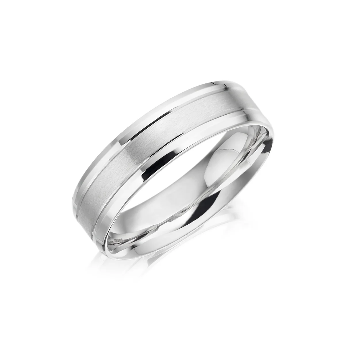 Valencia Channel Finish Mens Wedding Ring |  18K White Gold