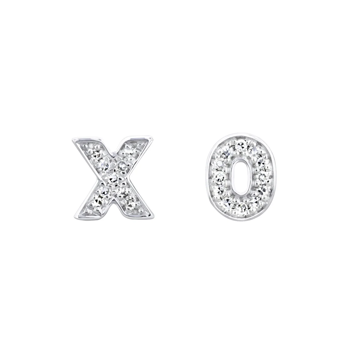 Personalised Luxury Diamond XO Earrings | 9K White Gold - Image 2