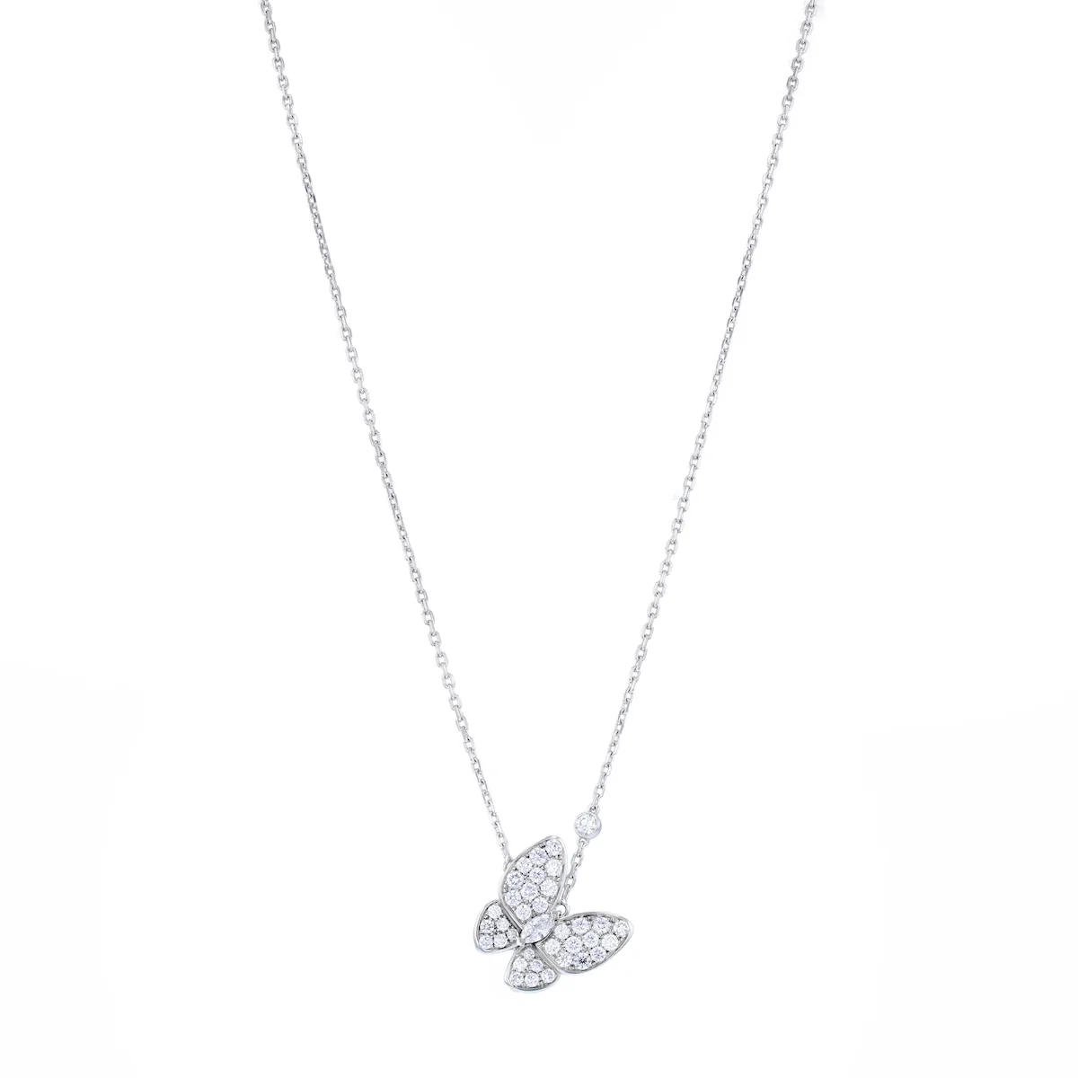 Van Cleef & Arpels Diamond Set Two Butterfly Necklace | Pre-Loved | 18K White Gold - Image 2