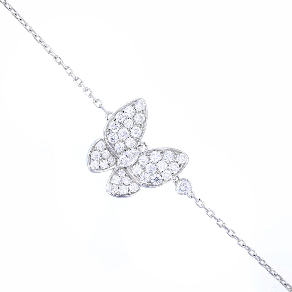 Van Cleef & Arpels Diamond Set Two Butterfly Necklace | Pre-Loved | 18K White Gold - Image 3