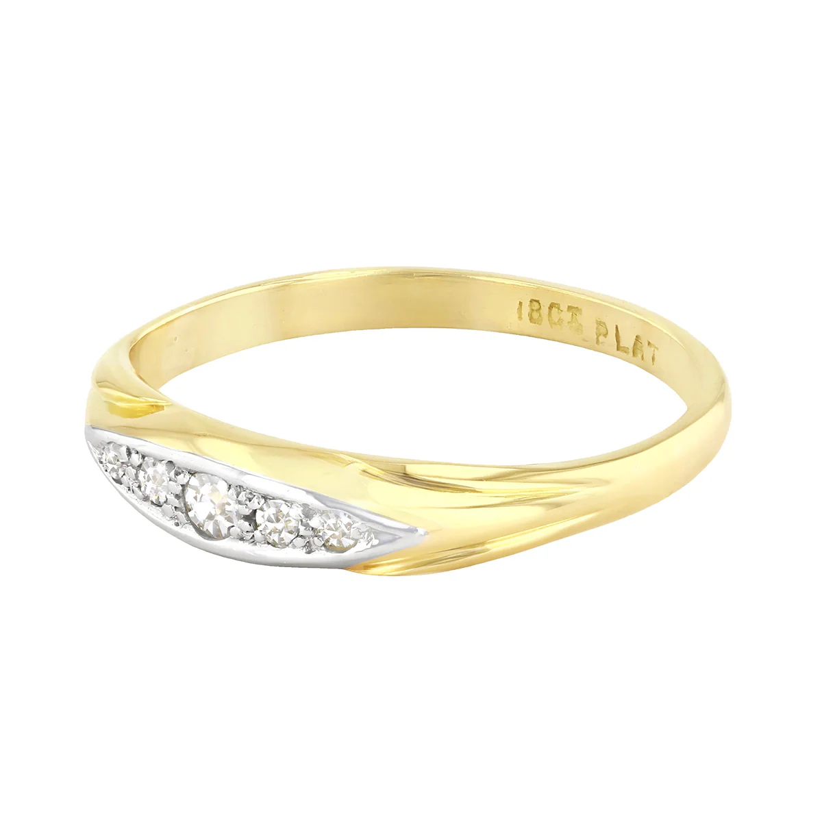 Vintage 0.09ct Diamond Dress Ring | Pre-Loved | 18K yellow Gold & Platinum - Image 3