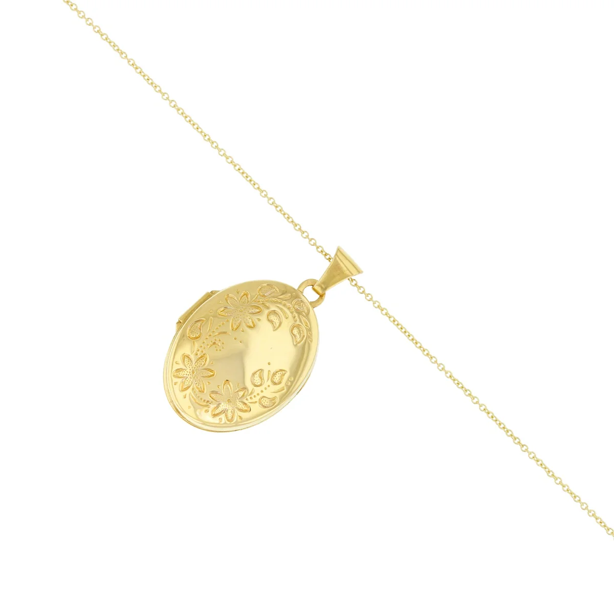Vintage Oval Floral Engraved Locket (Chain Not Included) | Pre-Loved | 9K Yellow Gold - Image 3
